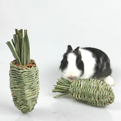 Small Animal Toy Natural Grass Handmade Weaving Teeth Grinding Toy Hamster Rabbit Carrot Chew Toy Pet Toy