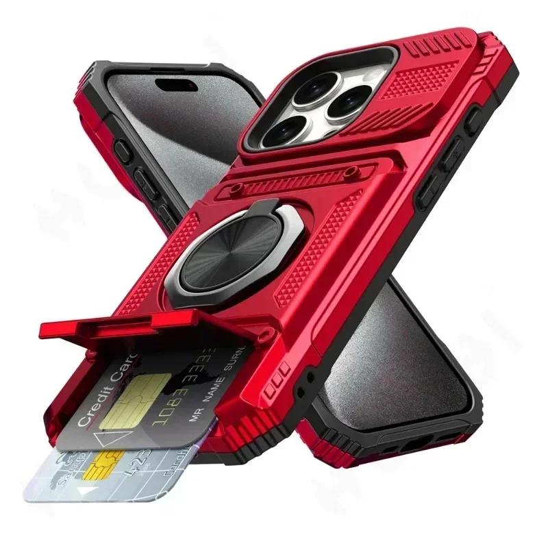 Pouzdro Pro iPhone 11 13 14 15 16 Pro Max 14 15 16 Plus 11 Magnetický Otočný Kroužek Stojánek Odolné Ochrana Proti Pádu Peněženka