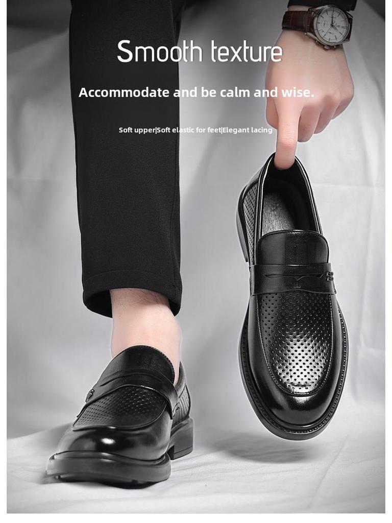 2024 Men's Summer Leather Slip-On Loafers - Casual Business Style with British and Korean Influences