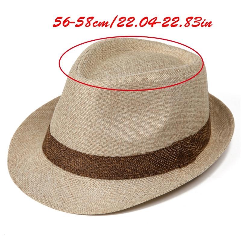 Men's Summer Straw Trilby Hat Sun Protection Lightweight Foldable for Beach Travel Outdoor Activities