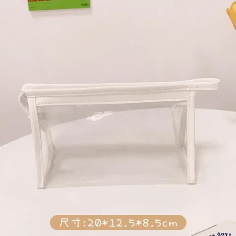 PVC Transparent Cosmetic Bag Kawaii Waterproof Pencil Bags for Students Stationery School Supplies Portable Pencil Pouch Cases