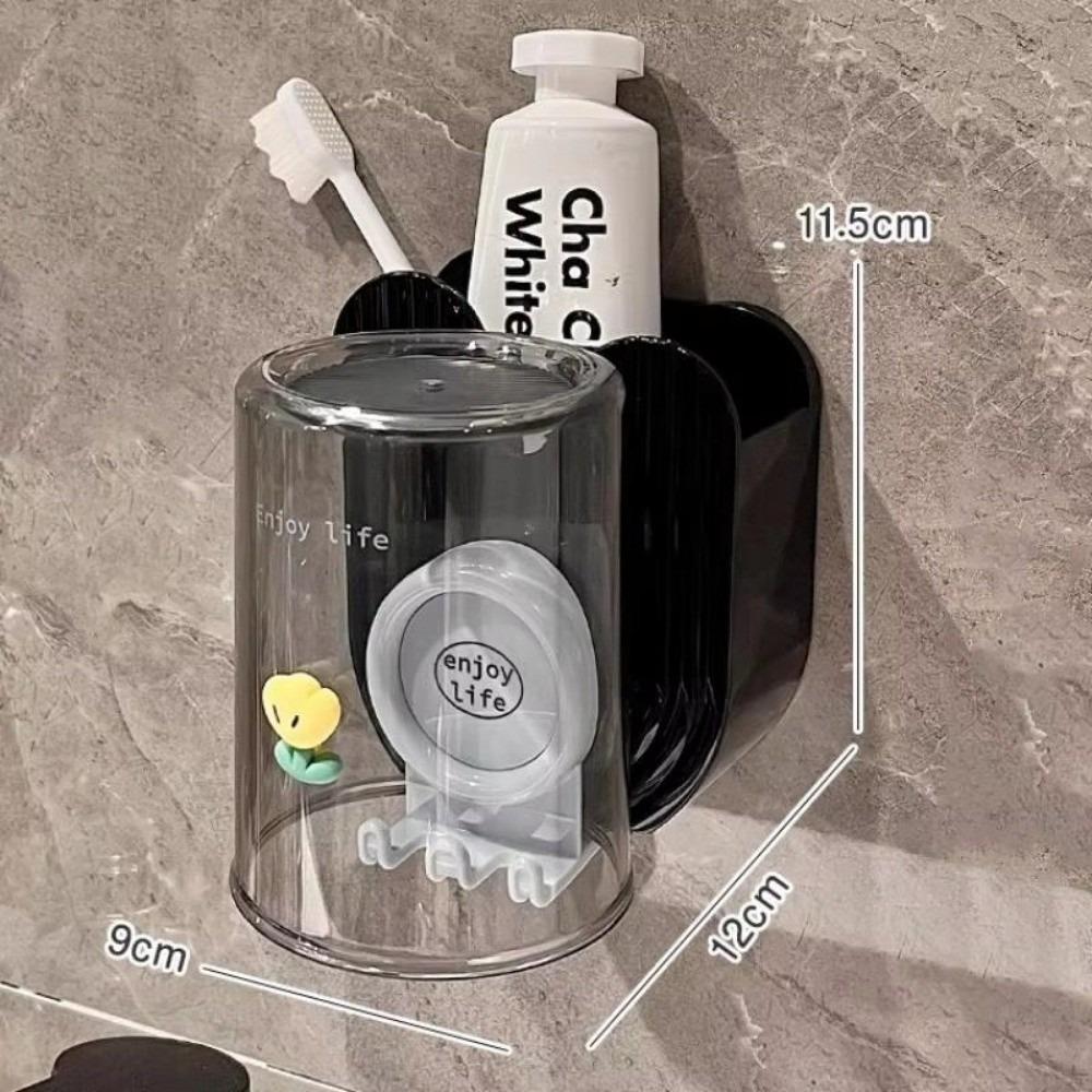 Punch-Free Toothbrush Holder Plastic Toothbrush Cup Set Gargle Cup Storage Rack  Bathroom Accessery
