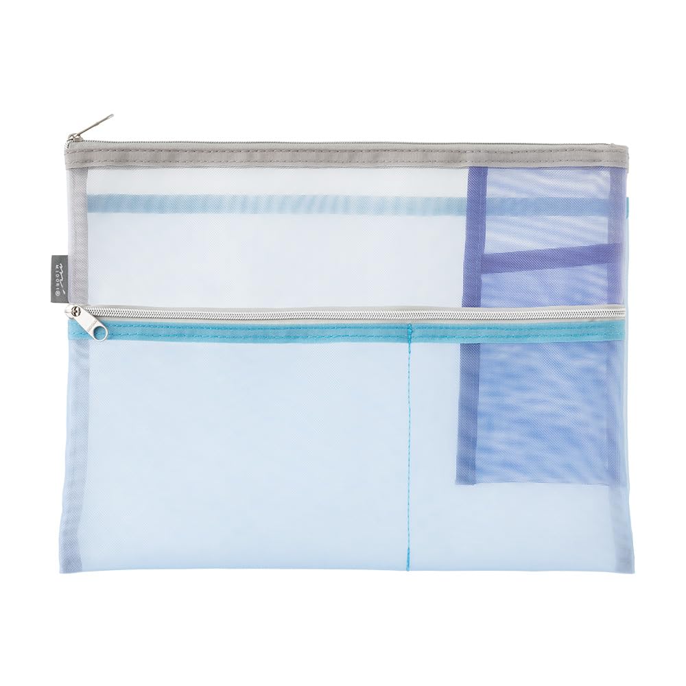 Midori Multi-Pouch Pen & Tool Pouch, B5, Mesh, Light Blue, 53356006