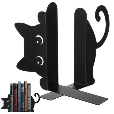 Cat Bookends Creative Cat-themed Metal Bookend Cute Cat Shape Stopper Book Display Stand for Home Bookshelf Bedroom