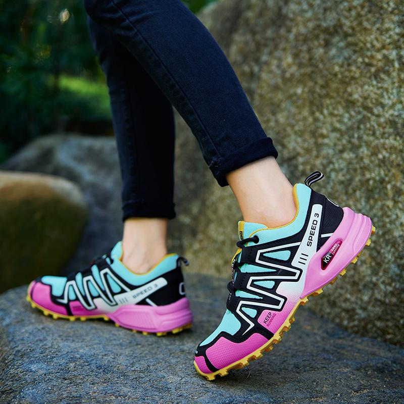 Neue Damen-Outdoor-Wanderschuhe, leichte, verschleißfeste Wanderschuhe für Bergsteigen, wasserdichte große Leder-Sportschuhe für Damen
