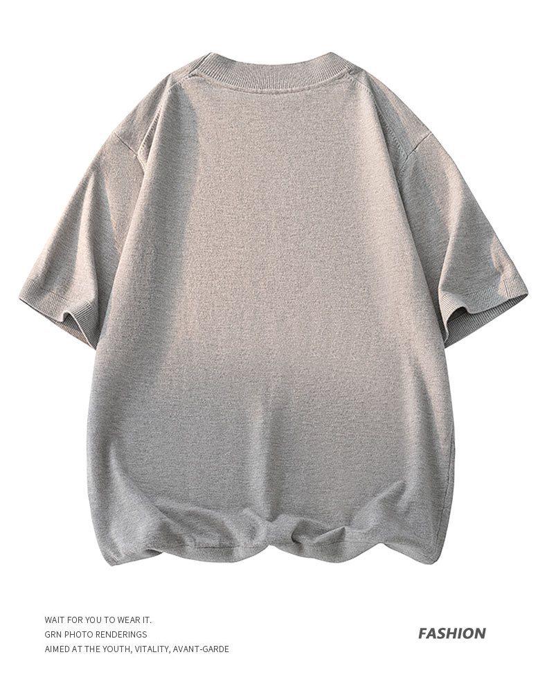 Men's Summer Wool Blend Half-High Collar Knit Short-Sleeve Sweater