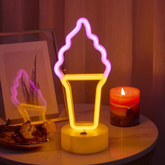 LED Night Light Good Brightness Decorative Portable Useful Bedroom Ice Cream/Ice Lolly Neon Lamp Party Decor