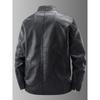 Men's Slim Fit Genuine Leather Jacket with Stand Collar and Velvet Lining - Casual Motorcycle Outerwear