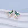 Color Abalone Shell Natural Freshwater Pearl Stud Earrings Women's Earrings Silver Needle High-end Jewelry