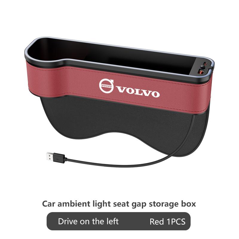 Pro Volvo XC40 XC60 XC70 XC90 S40 S60 S90 V40 V50 V60 V90 Auto USB Ambientní světlo Úložný box na sedadlo Box do mezery sedadla Autopříslušenství