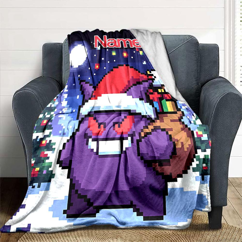 Customiz Name Personality Pokémon Gengar Blanket Soft &Warm Sofa Office Bed Travel Lunch Break Blanket, Gift Suitable All Seasons