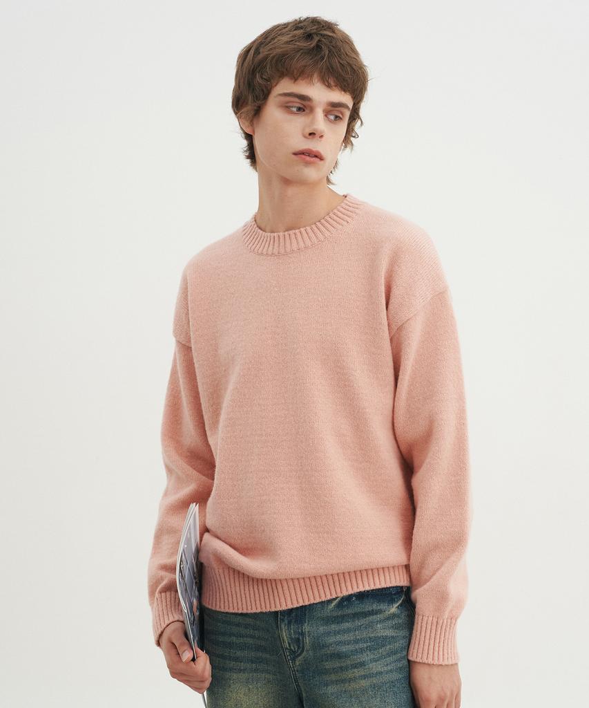 BLOND9 Alpha Crew Neck Round Knit_Pink