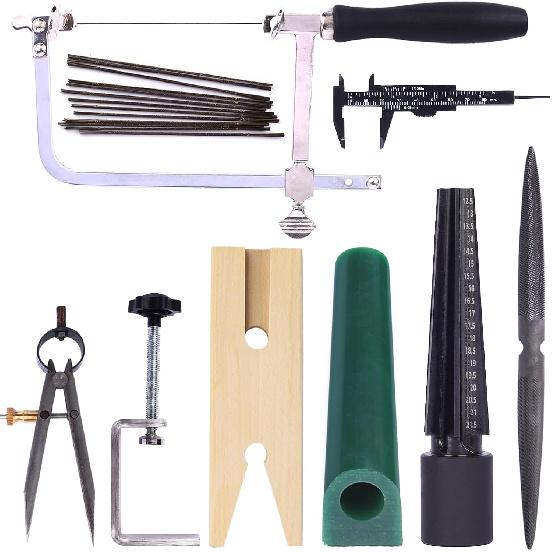 Jewelers Wax Ring Carving Tool Kit Jewelry Ring Wax Tube Molds Making Lost Wax Casting Kit Wax Ring Saw with Blades Wax Ring Sizer Jewelers Wax File