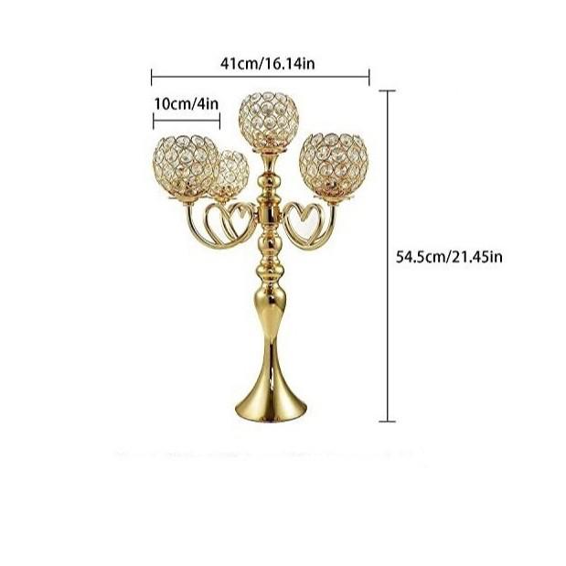 5-Head Crystal Candelabra for Weddings and Banquets