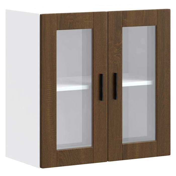 VidaXL Kitchen Wall Cabinet and Glass Door Porto Brown Oak 854154