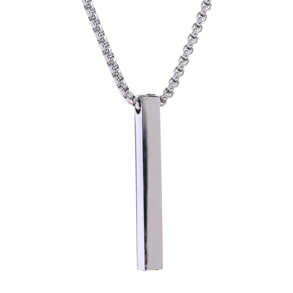 

Yhpup Gold Silver Black Color Stainless Steel Long Square Men Pendant Necklace Waterproof Daily Minimalist Punk Classic Jewelry