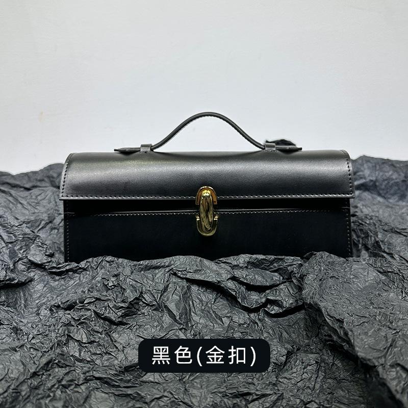 Italian New Light Luxury Long Handbag Slim Niche Design Retro Leather Women's Bag Small Square Bag
