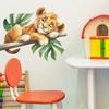 Wall Decoration Stickers for A Children's Bedroom Featuring A Sleeping Little Lion on A Cartoon Tree Branch