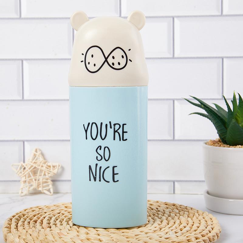 Portable Travel Toothbrush Cup Cartoon Bear Cover Toothpaste Holder Bathroom Organizer Accessories Teeth Brush Storage Case Box