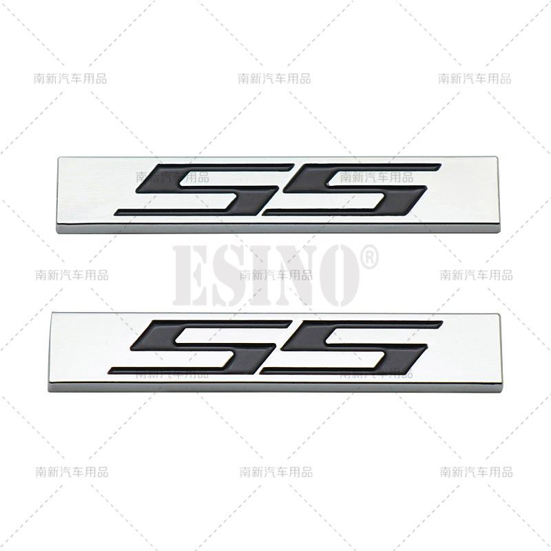 2 x 3D SS Metal Chrome Zinc Alloy Emblem Car Body SS Badge Sticker Decal Adhesive Badge for Chevrolet SS Camaro SS