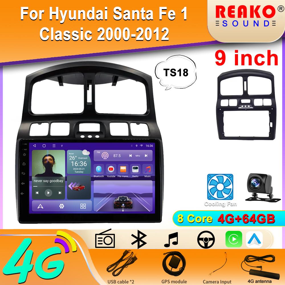 Wireless Car Stereo for Hyundai Santa Fe 1 Classic 2000-2012 CarPlay Android Auto IPS Touchscreen Car Radio with Backup Camera GPS