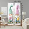 2Pcs Easter Egg Gnome Rabbits Printed Window Curtain For Bedroom Office Kitchen Living Room And Study Rod Hole Window