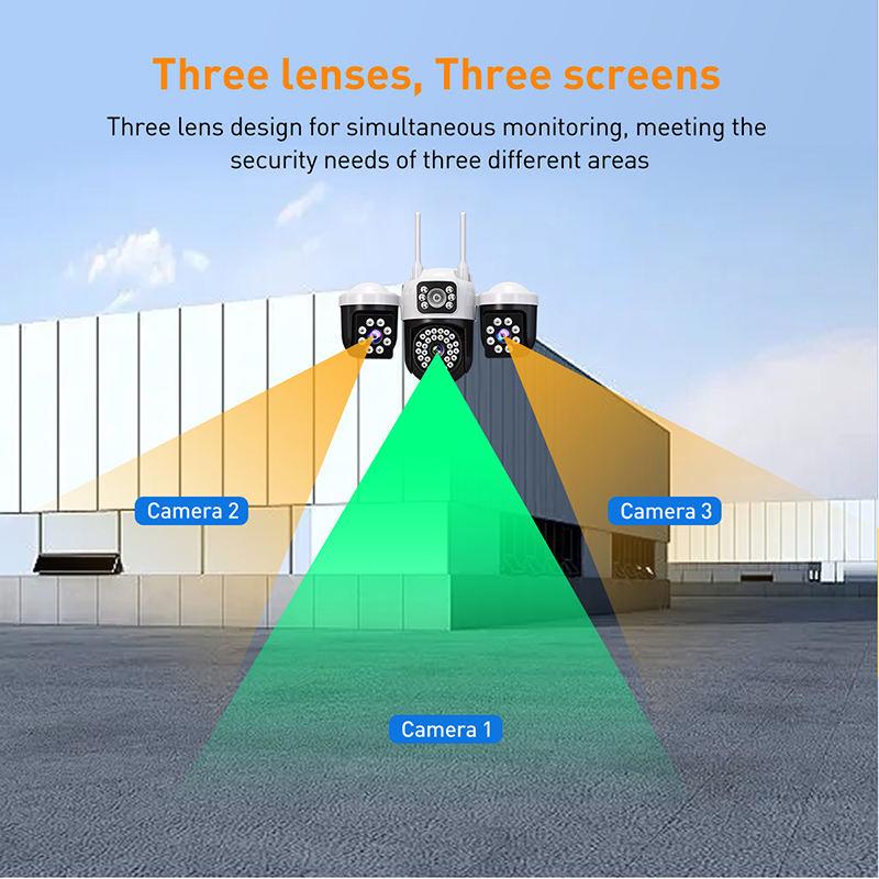 V380 Pro Triple-Eye Wireless Camera: Three-Screen, Three-Lens Intercom Surveillance System