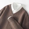 Men's Wool V-neck Sweater - Casual Loose Fit, Long Sleeve, Autumn/Winter Knitted Outerwear.