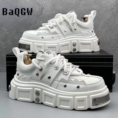 Fashion Color Block Designer Lace Up Thick Bottom Height Increasing Casual Men Shoes Sports Walking Chunky Sneaker Zapatillas Hombre