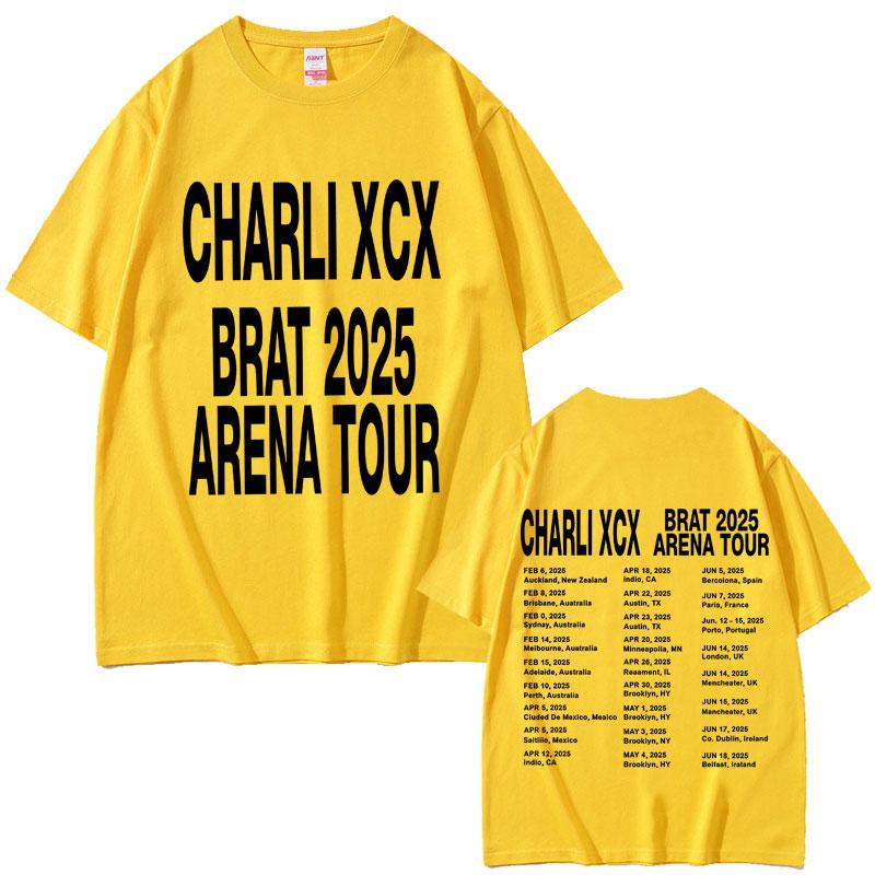 2025 Summer Charli Xcx Brat Arena Tour T Shirts Mens Women Fashion Pop Music Cotton Oversized Short Sleeve Tshirt Streetwear