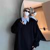 2025 Fashion Retro Fake Two-piece Splicing Lapel Sweater Men's Autumn Trendy Brand Loose Pullover Top