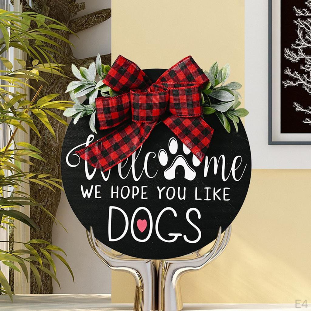 Farmhouse Round Welcome Door Sign Porch Window and Wall Ing Bow Greenery Wreath Party Seasonal Decor