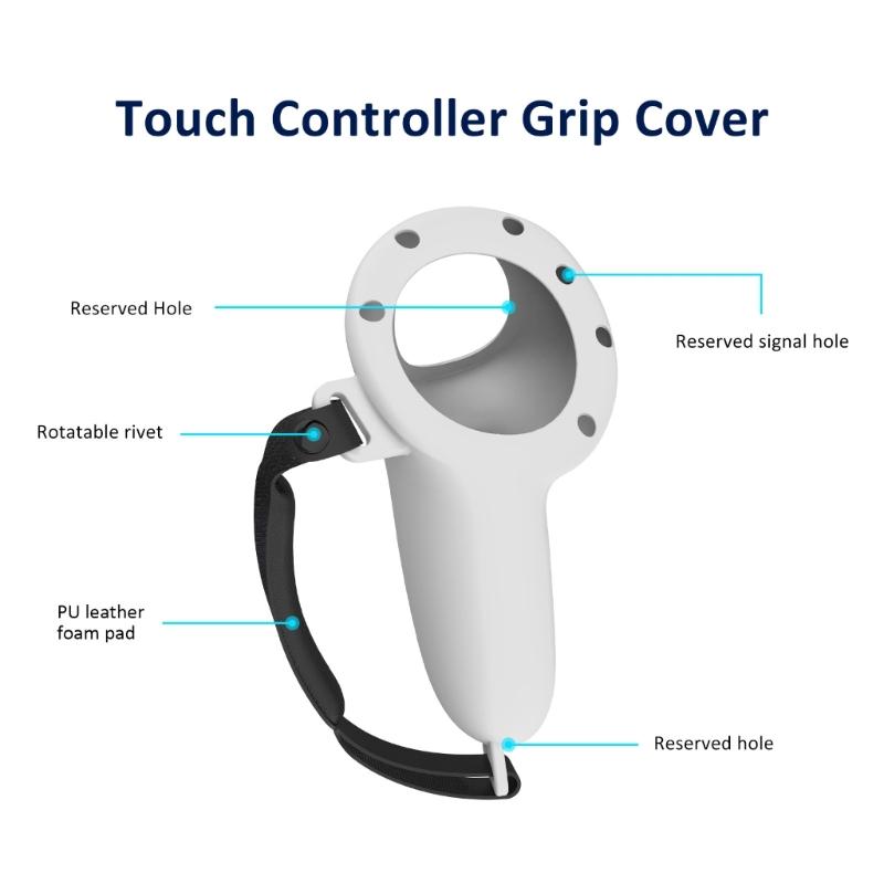 Silicone Grip Cover & Strap for Meta Quest 3 Protective Cover Touch Controllers VR Accessories