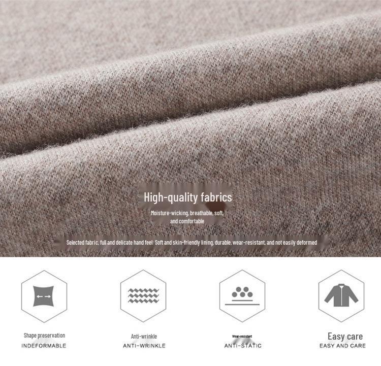 Genuine Brand Men's Luxury Wool Sweater 2025 - Thick, Warm, and Stylish Lapel Knitwear for Mid-Aged Dads.