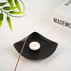 Black & White Wabi-Sabi Coarse Pottery Incense Holder - Simple & Elegant Sandalwood Stick Stand.