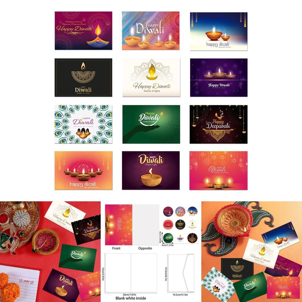 Diwali Celebration Greeting Card Bundle With Envelopes And Decorative Stickers For Festive Events