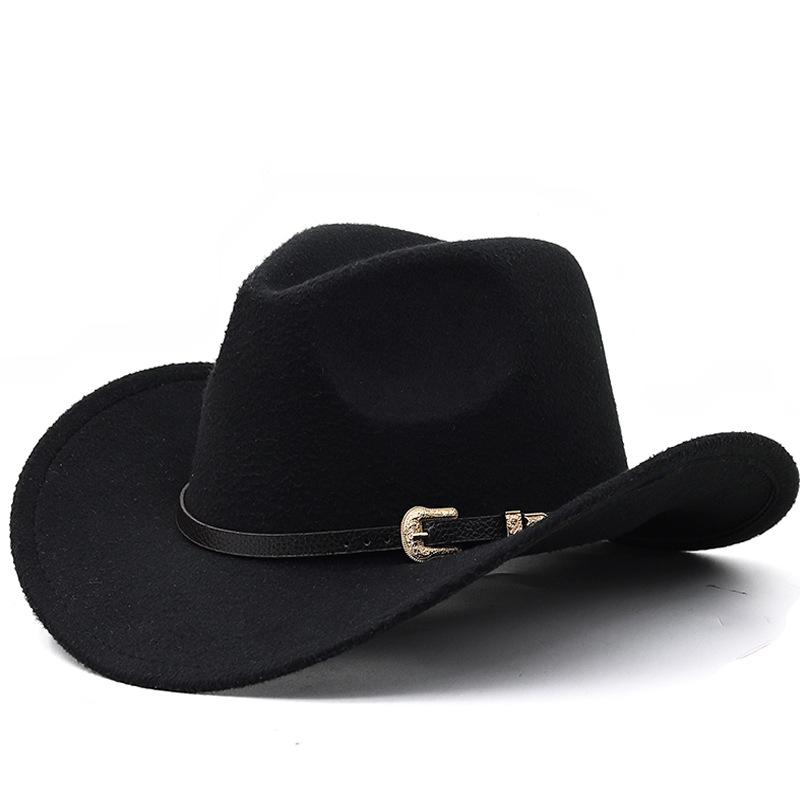 Felt hat western cowboy hat for men and women british style woolen hat cone top large brim black top hat