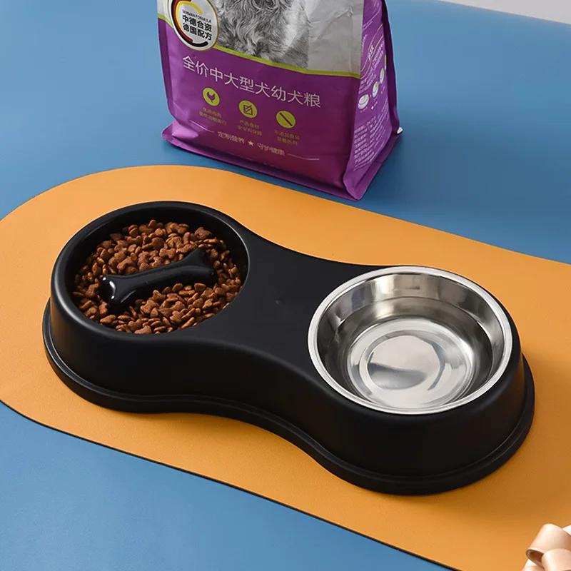 Hundemater Dobbelskål Anti-velting Anti-kvelningsskål Kjæledyrhalsbeskyttelse Slow Food Rustfritt stål Slitesterk hundeservantfatmater