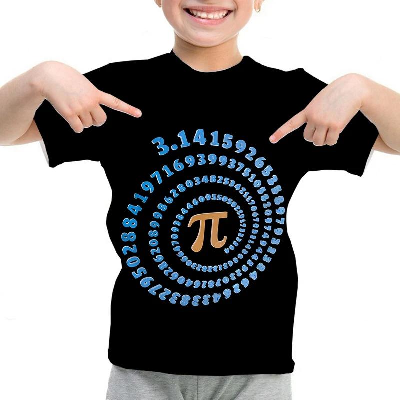 Kids Boy Girl Pi Math Print Tshirt Short Sleeve Tops Pi Day 3.14 T-Shirt Children's Clothes Summer Casual Funny O-Neck Tees