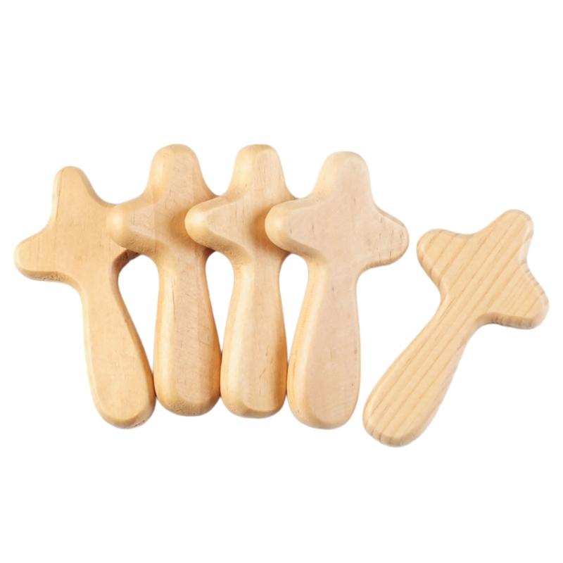5Pcs Spiritual Decors Wood Holding Crosses Handmade Wood Crosses for Prayer Miniature Pocket Crosses Religious Decors