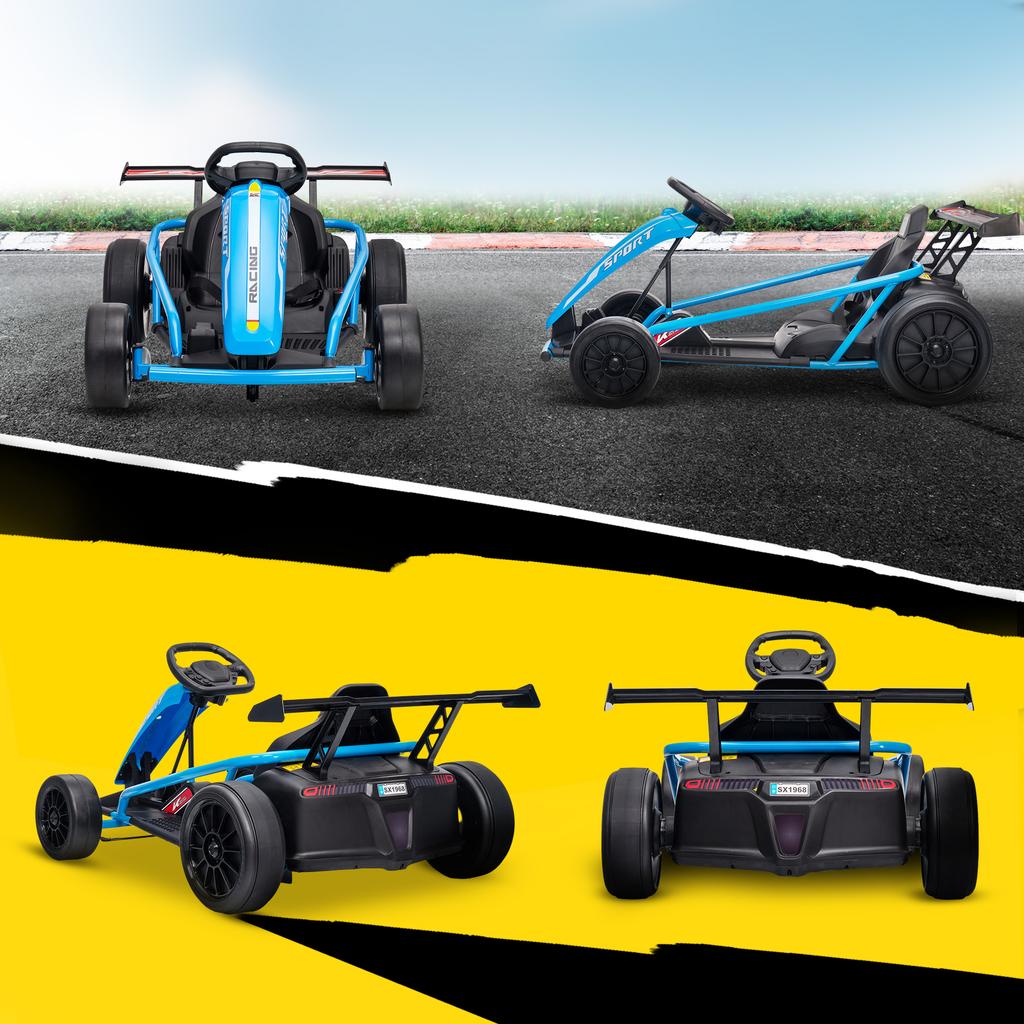Electric Go-Kart for Children, 2 x 24V Motors, Drift Mode, 13 km/h, 119 x 77 x 54 cm, Blue