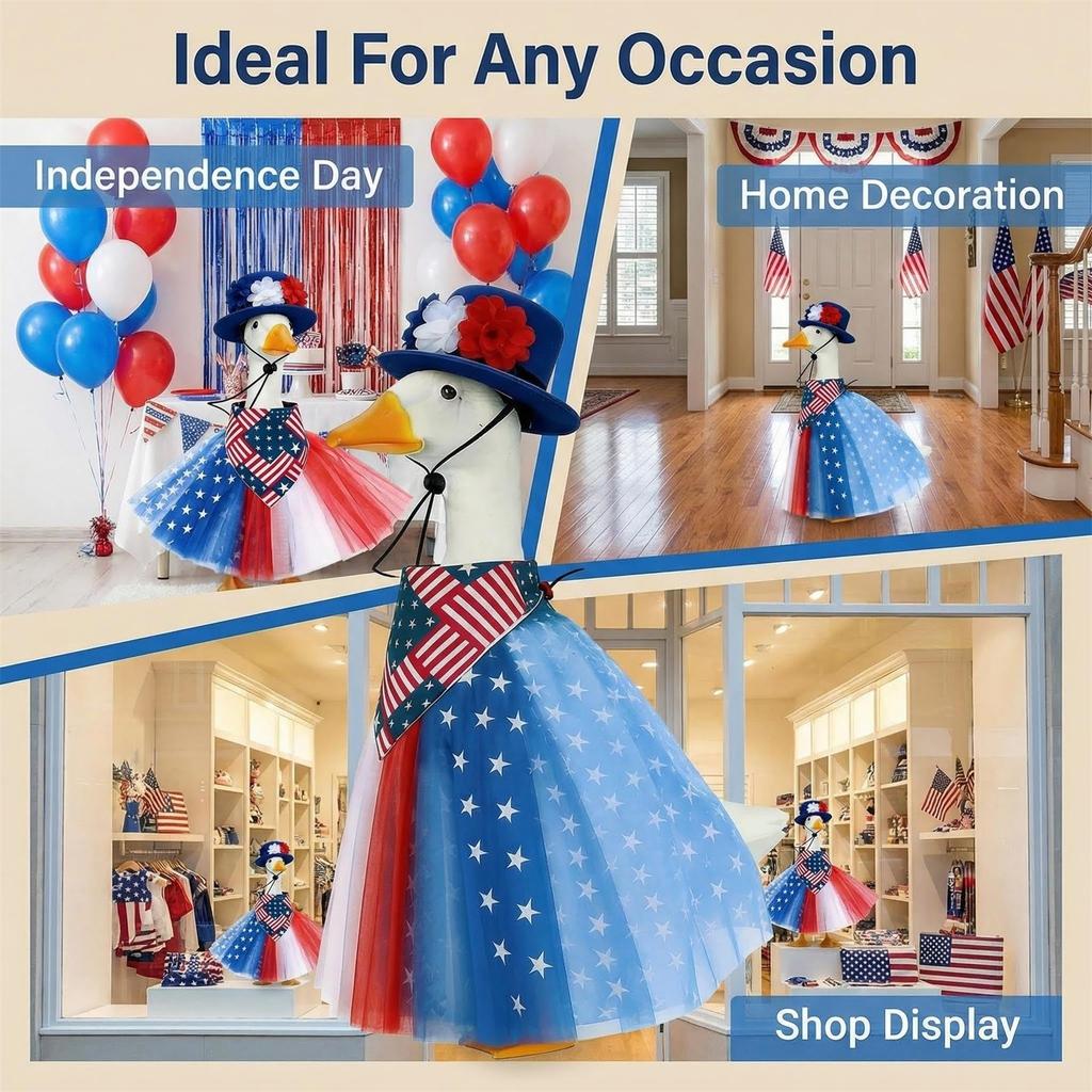 Goose Outfit Set for Porch Decoration 23 Inch Goose Costume with Tutu Skirt Hat and Bandana for Holiday Seasonal Display