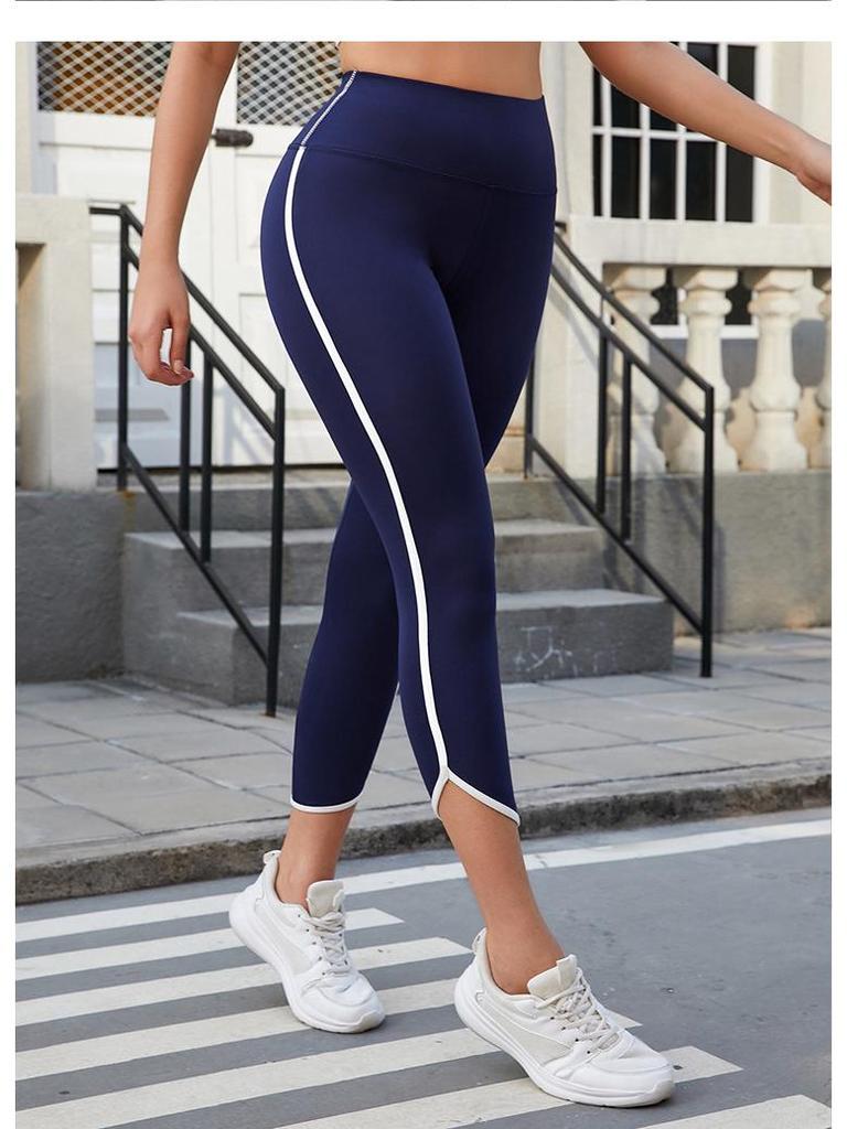 Europäische & Amerikanische High Waist Yoga-Hosen - Hüfthebend, Bauchformend und mit seitlichen Bändern Fitness-Tights für Damen