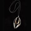 European-American Silver & Gold Double Ring Twist Pendant Necklace: Fashionable Long Sweater Style for Women