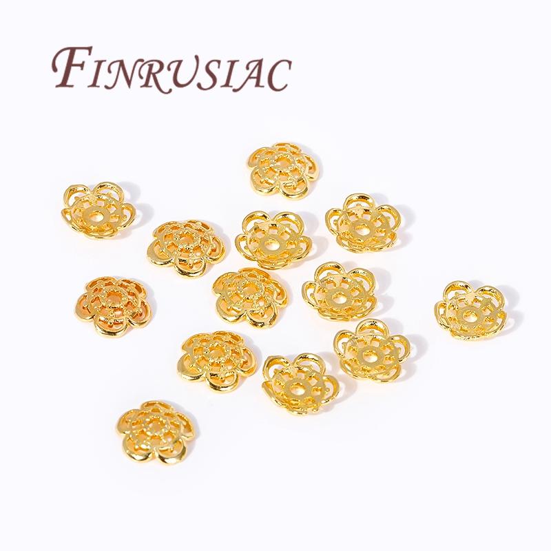 18K Gold Plated Bead End Caps For Jewelry Making Supplies Spacer Bead Caps DIY Accessories