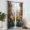 2 Pcs, Versatile Polyester Transparent Curtains For Home Decoration Garden View Floral Arch For Use In Bedrooms And Living Rooms