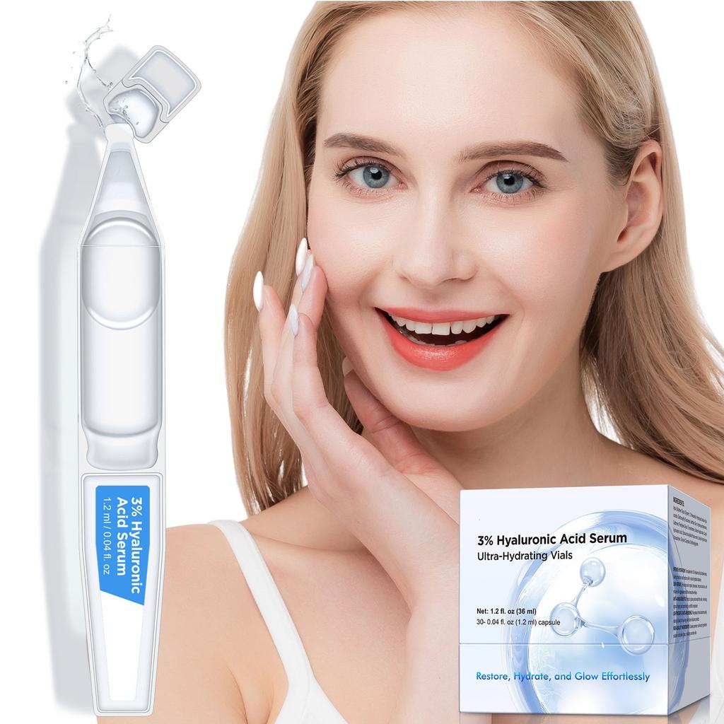 Hyaluronserum Ultra Feuchtigkeitsspendende Ampulle, Ultra Feuchtigkeitsspendendes Serum Hyaluron Feuchtigkeitsspendendes Gesichtsserum(1.2ML*30