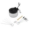 Airbrush Cleaning Pot Holder Paint Jar Bottle Clean Needle Nozzle Brush Set