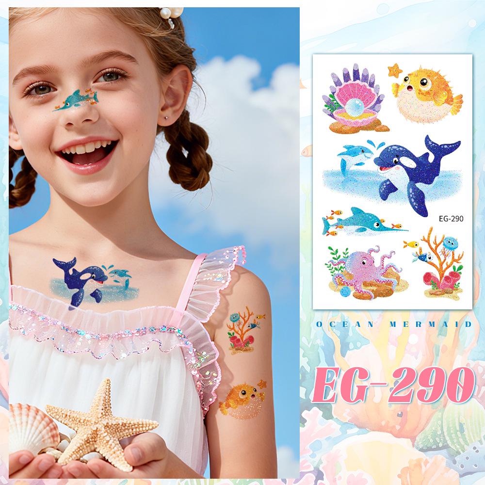 Ocean Glitter Animal Waterproof Tattoo Stickers for Kids