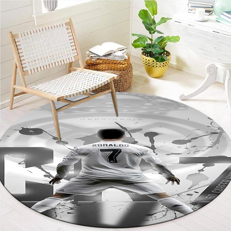 Ronaldo Round Area Rug,Carpet Rug for Living Room Bedroom Sofa Playroom Decor,Non-slip Floor Mat